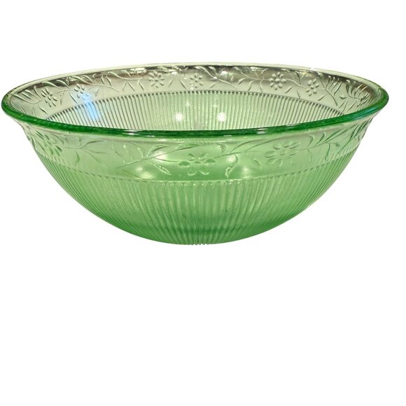 Imperial Glass Prism and Daisy Green Depression Bowl Uranium Glass UV Glow - Picture 1 of 9